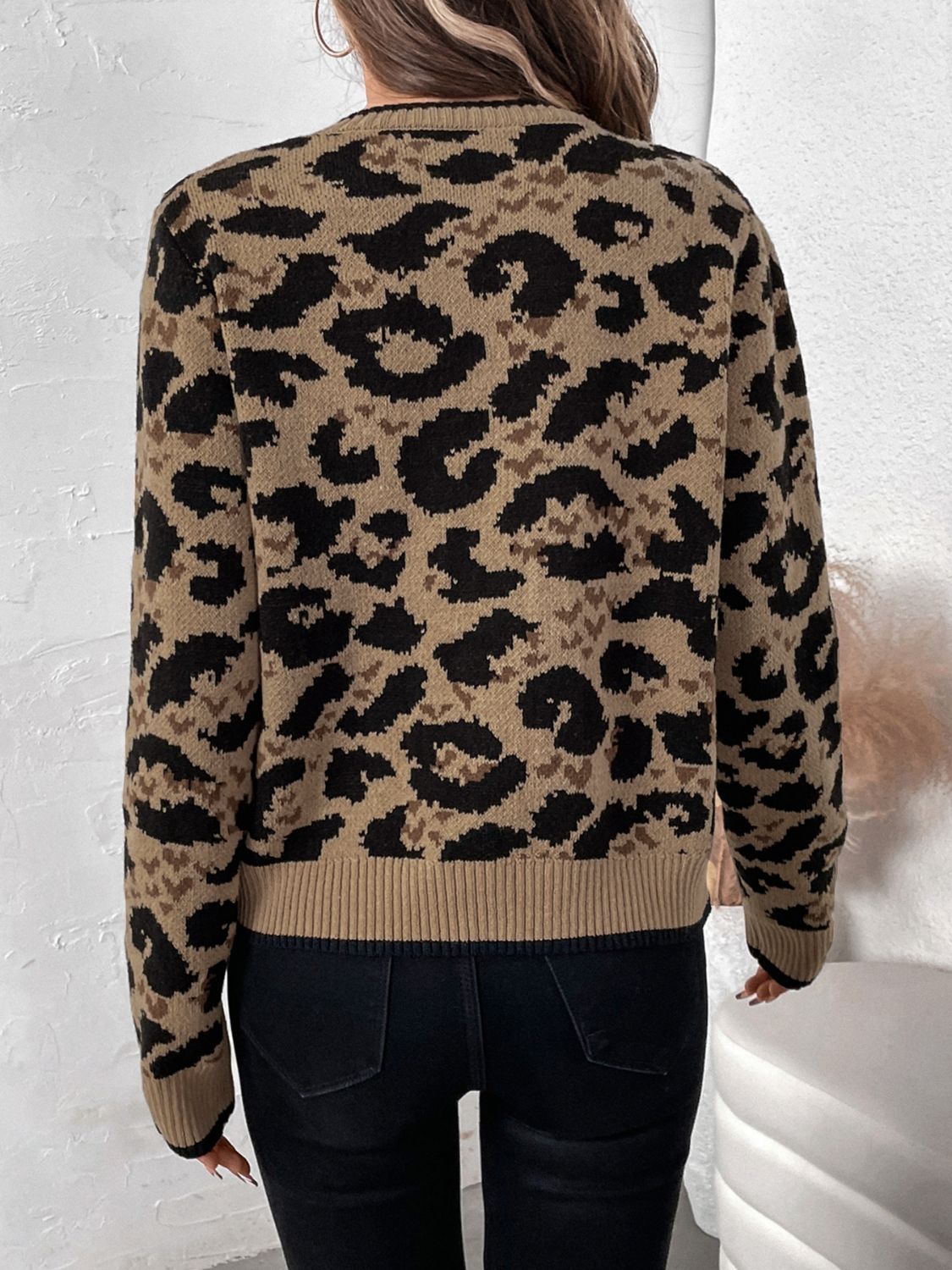 Perfee Tied Leopard Long Sleeve Cardigan